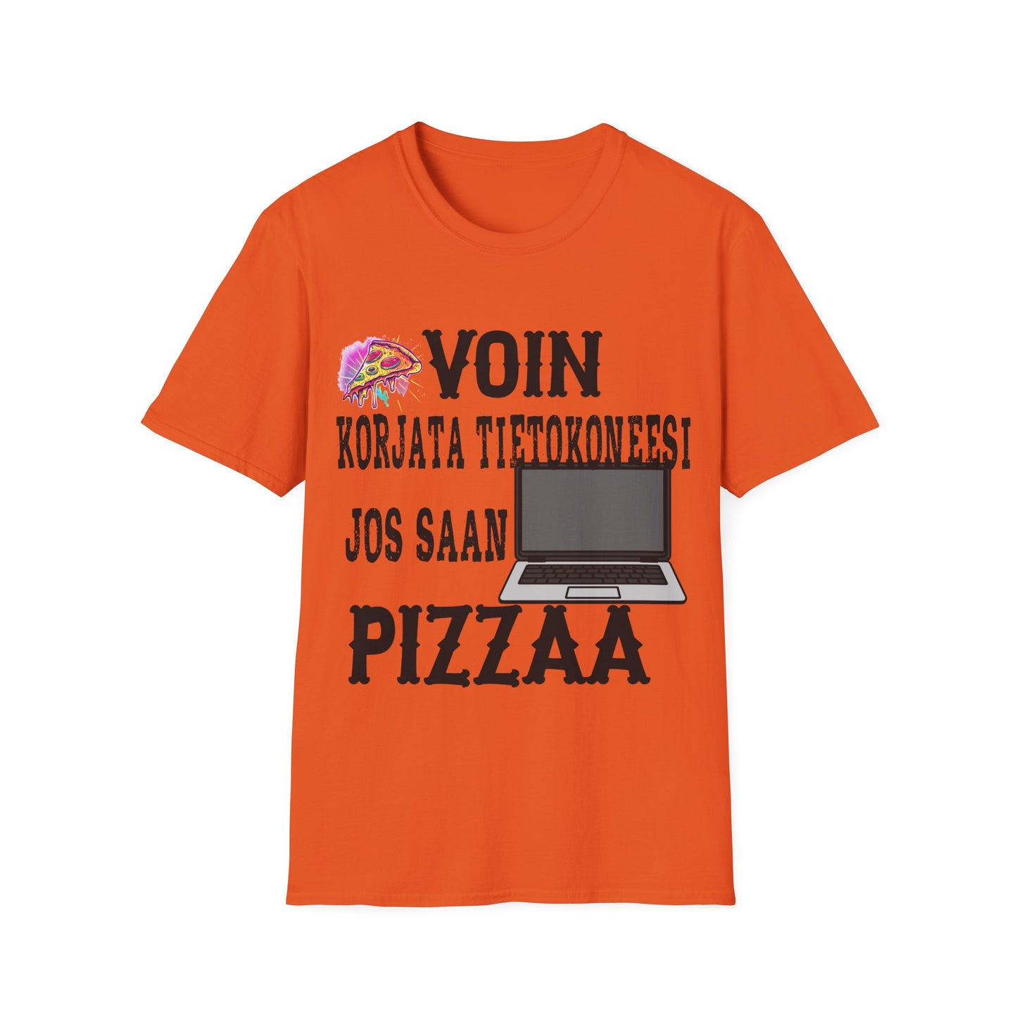 T-Paita - voin korjata tietokoneesi, jos saan pizzaa