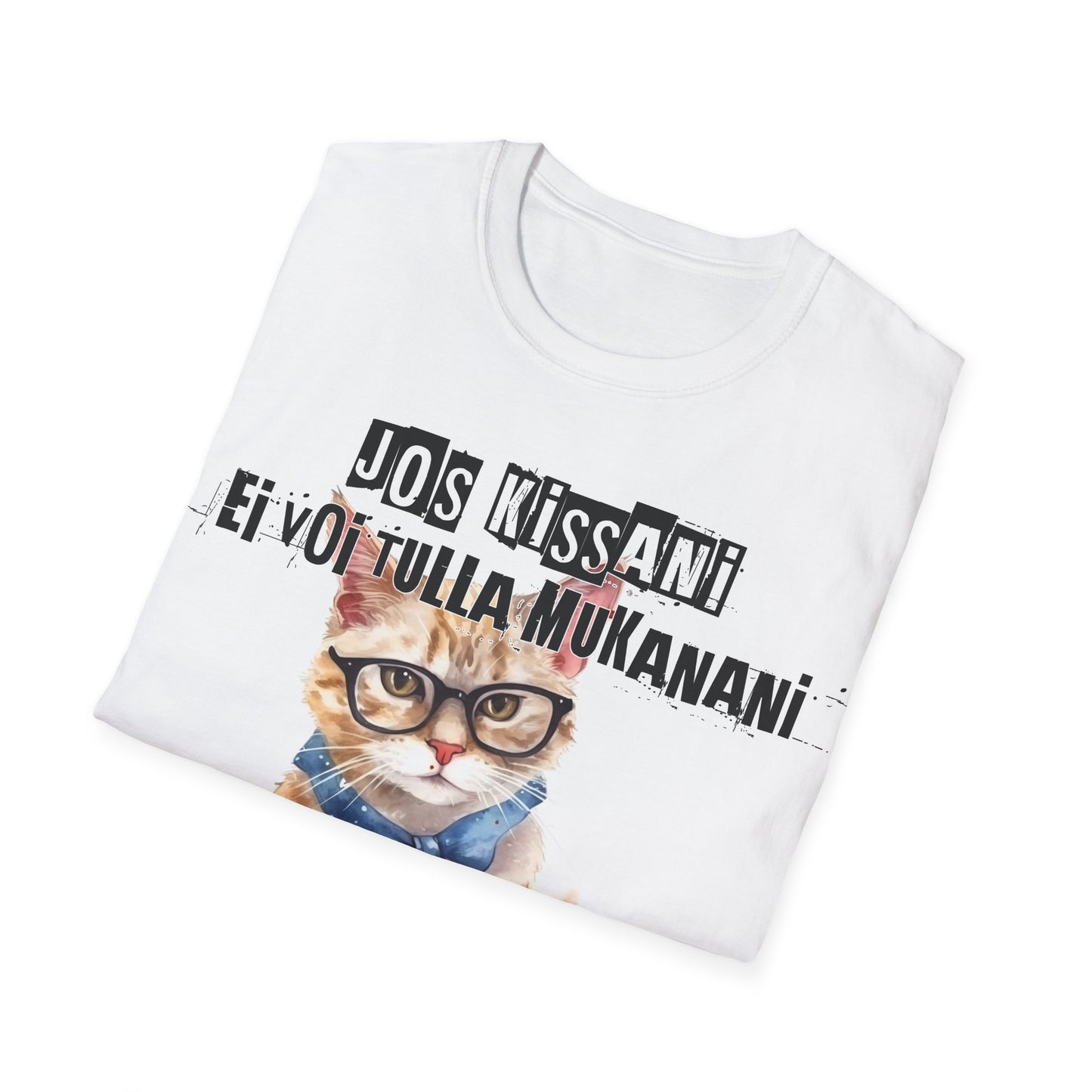 T-Paita - jos kissani ei voi tulla, minä en tule, kotikissa ja kahvikuppi