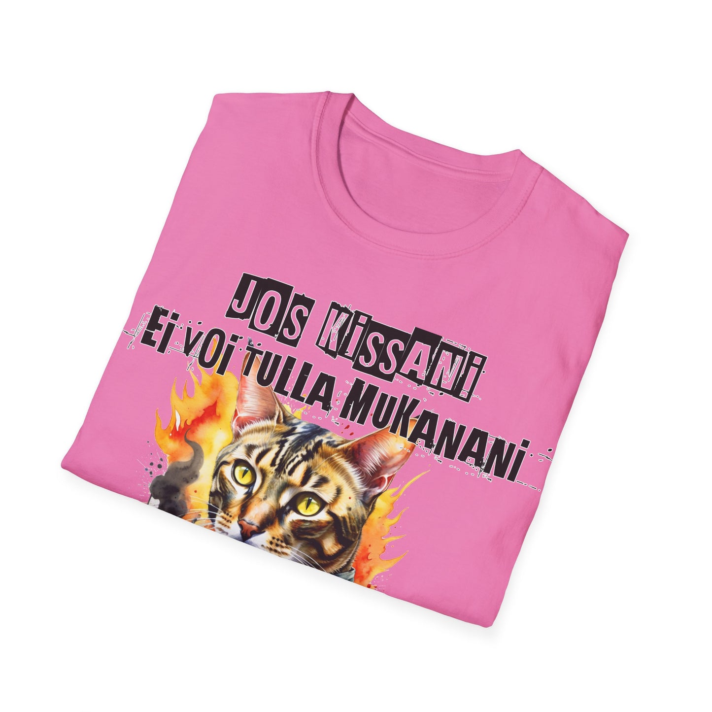 T-Paita - jos kissani ei voi tulla, minä en tule, tabby raitakissa camotakissa