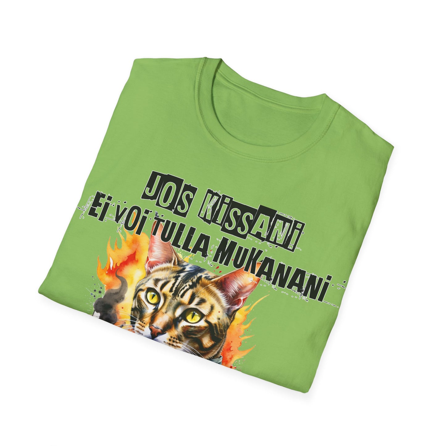 T-Paita - jos kissani ei voi tulla, minä en tule, tabby raitakissa camotakissa