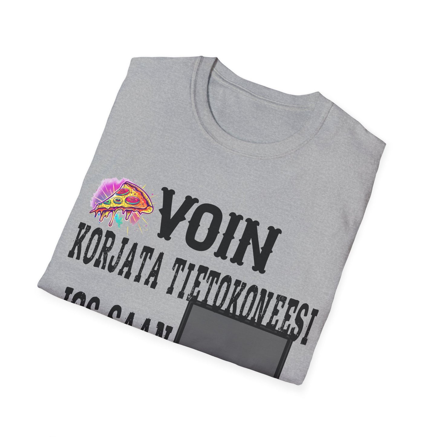 T-Paita - voin korjata tietokoneesi, jos saan pizzaa