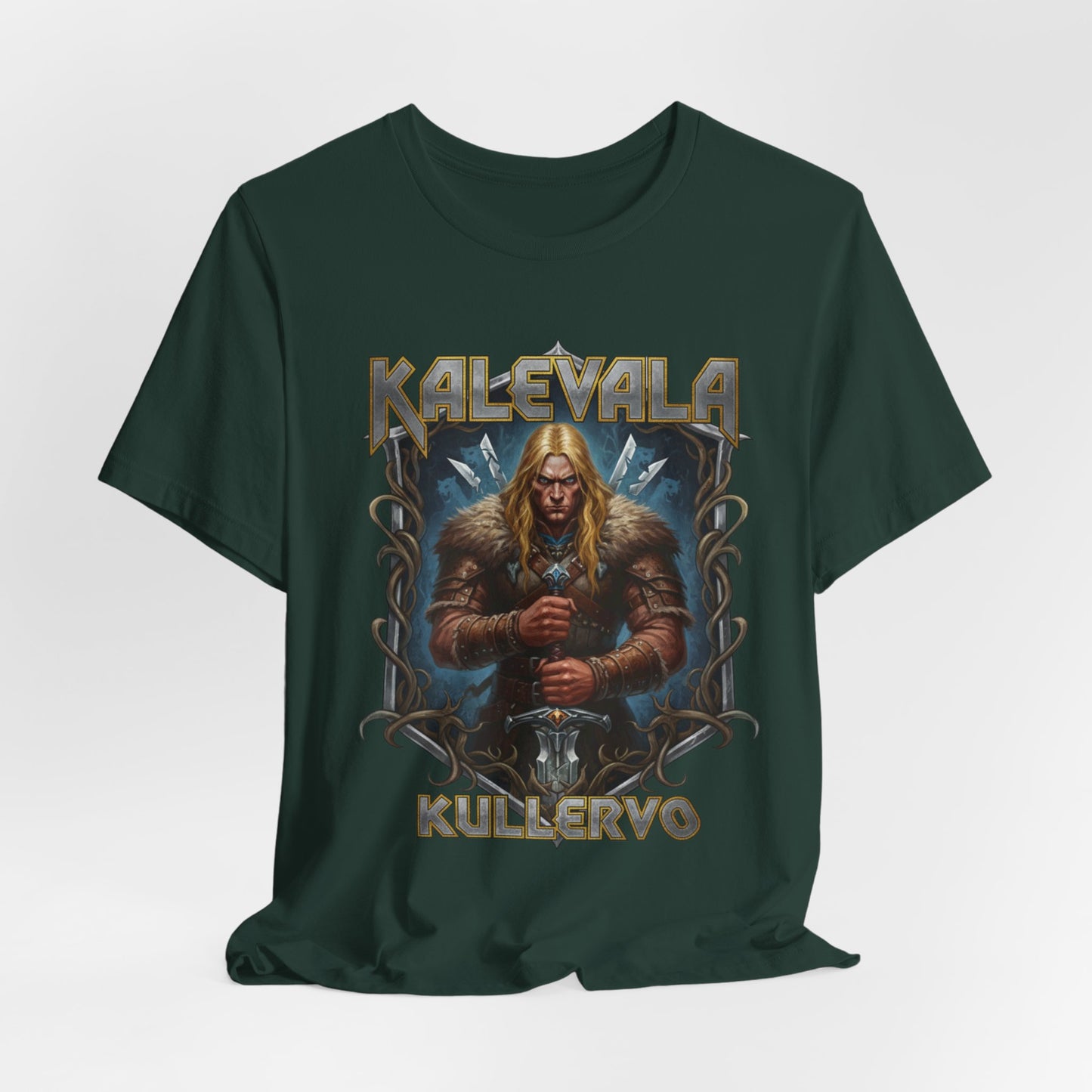 Kullervo — Kalevalan traaginen soturi Teepaita — Retro Graphic T-Shirt