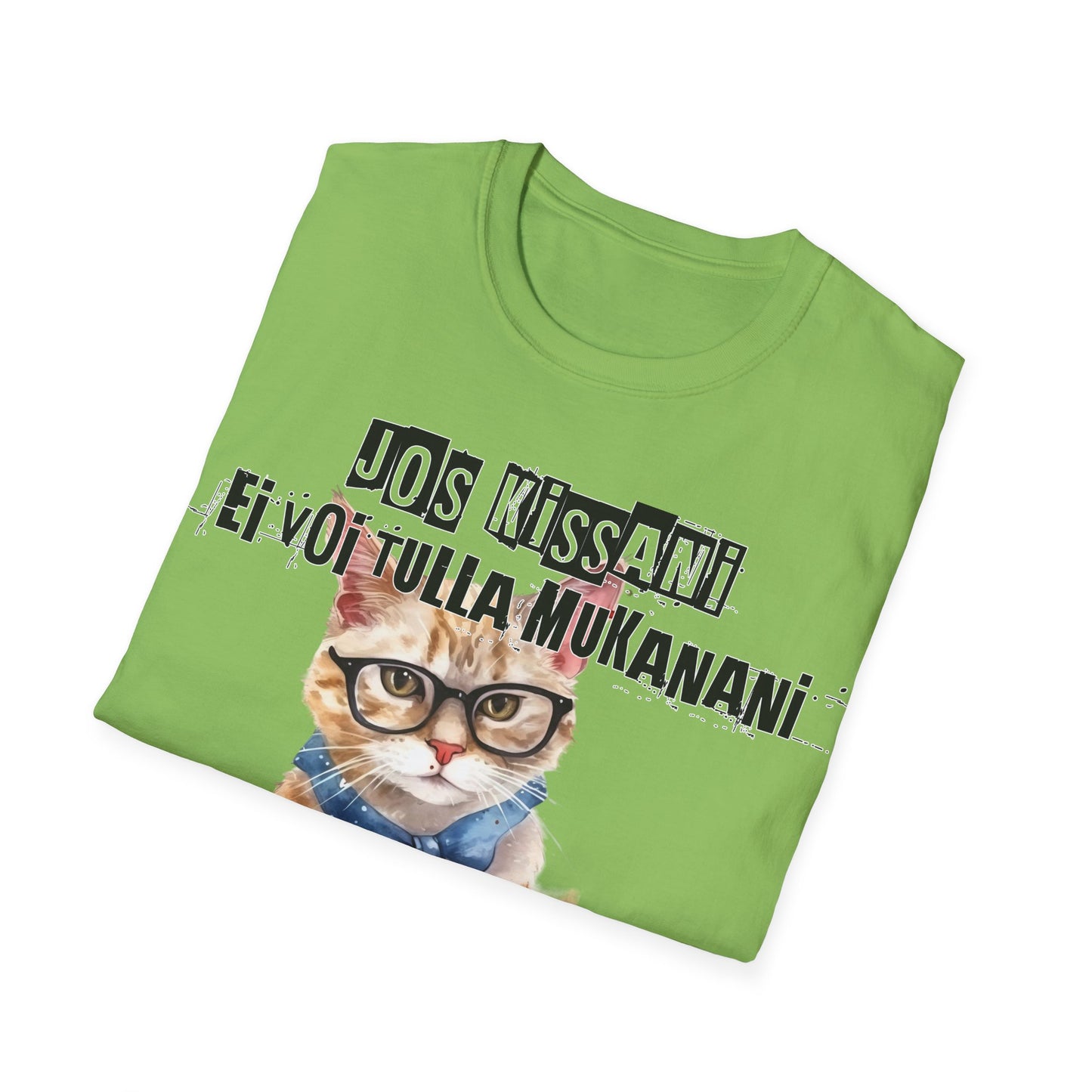 T-Paita - jos kissani ei voi tulla, minä en tule, kotikissa ja kahvikuppi