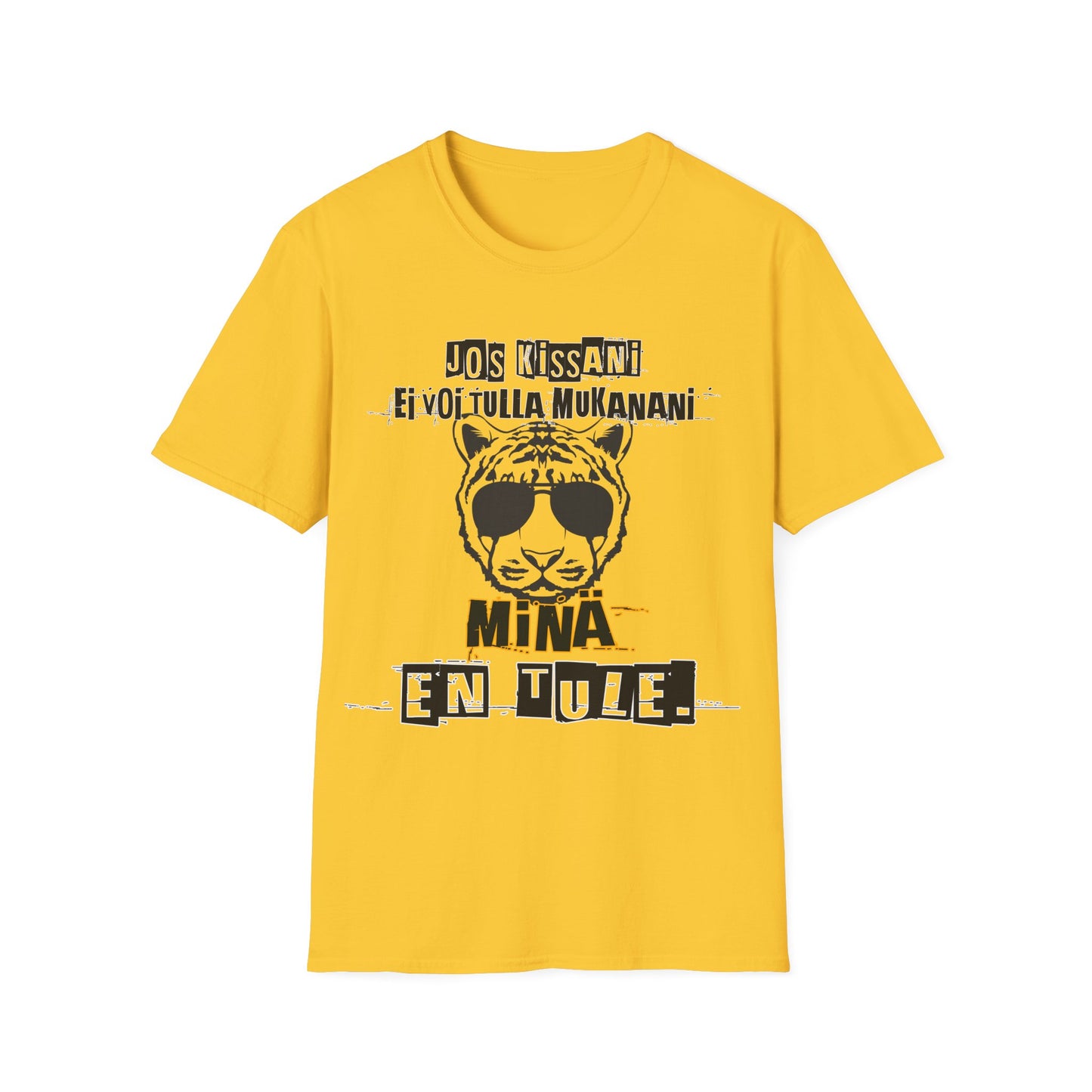 T-Paita - jos kissani ei voi tulla, minä en tule, tiikeri ja aurinkolasit