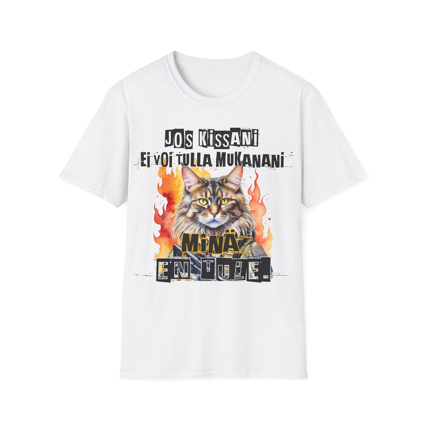 T-Paita - jos kissani ei voi tulla, minä en tule, maine coon military