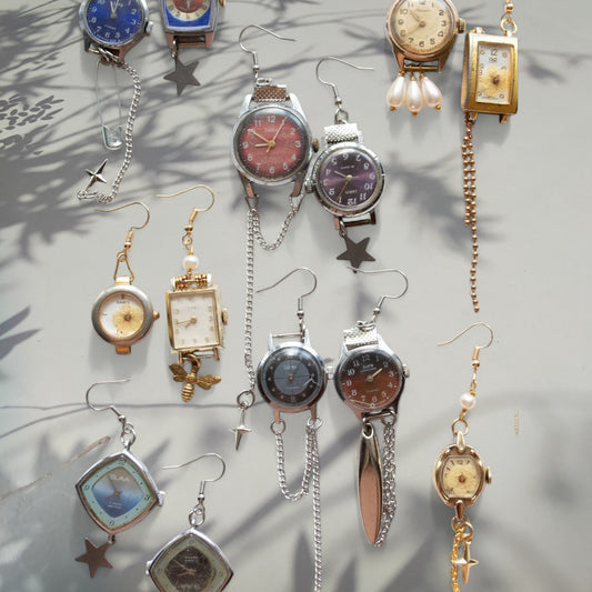 1 kpl - Rannekello korvakorut vintage steampunk - ei paria eli yksittäin