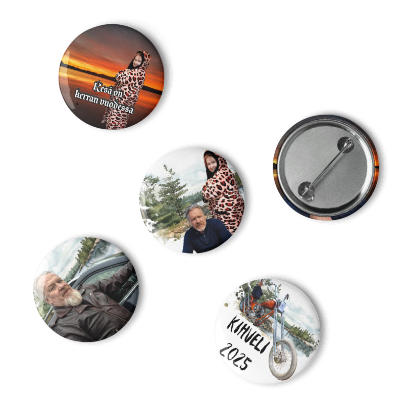 Helllive vahva Pinssi omalla kuvalla 5cm tai 3,5 cm