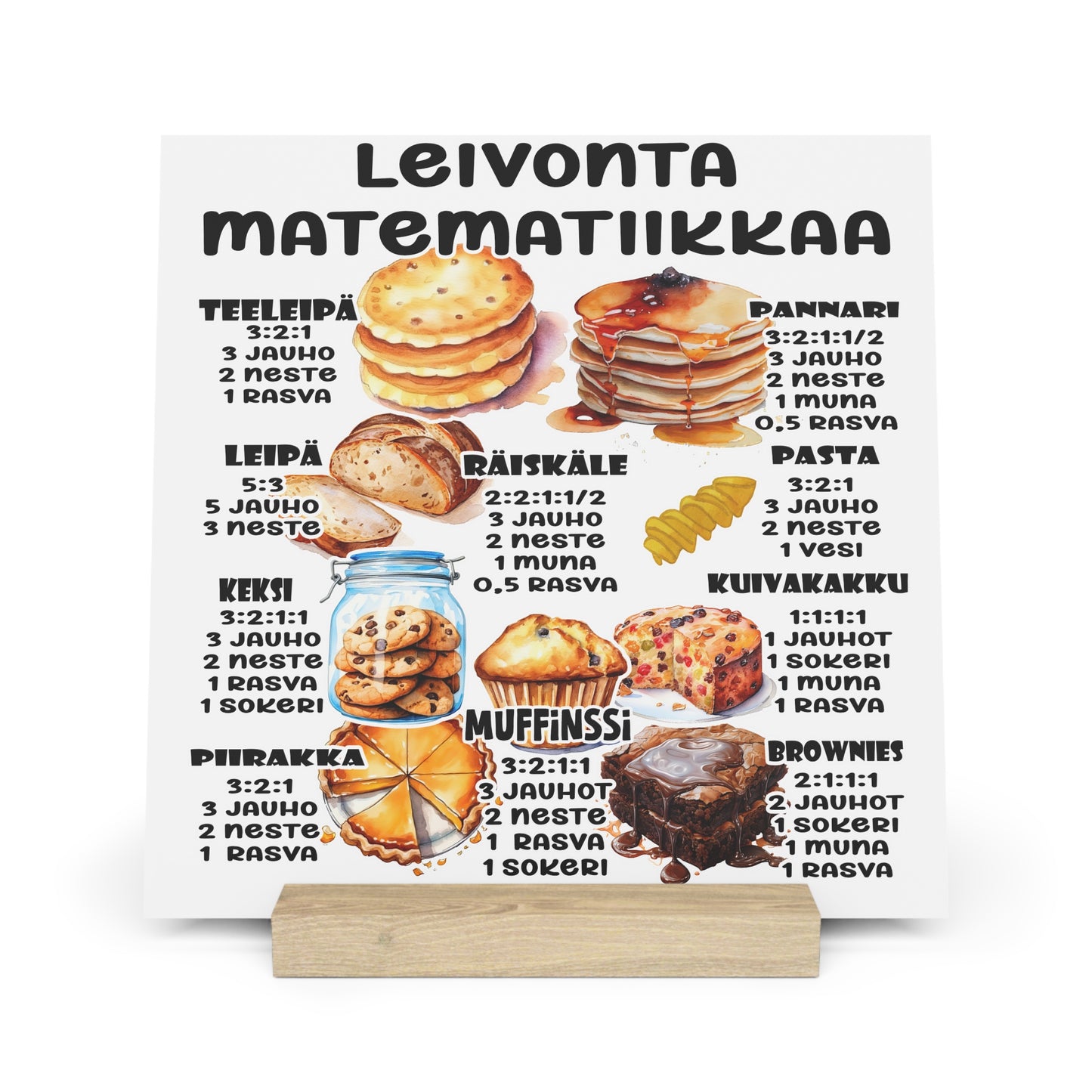 Recipe Board with Stand - Leivontamatematiikkaa