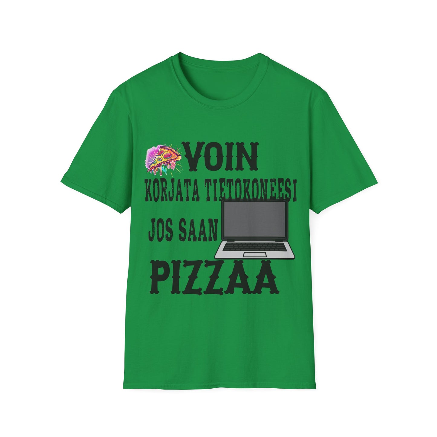 T-Paita - voin korjata tietokoneesi, jos saan pizzaa