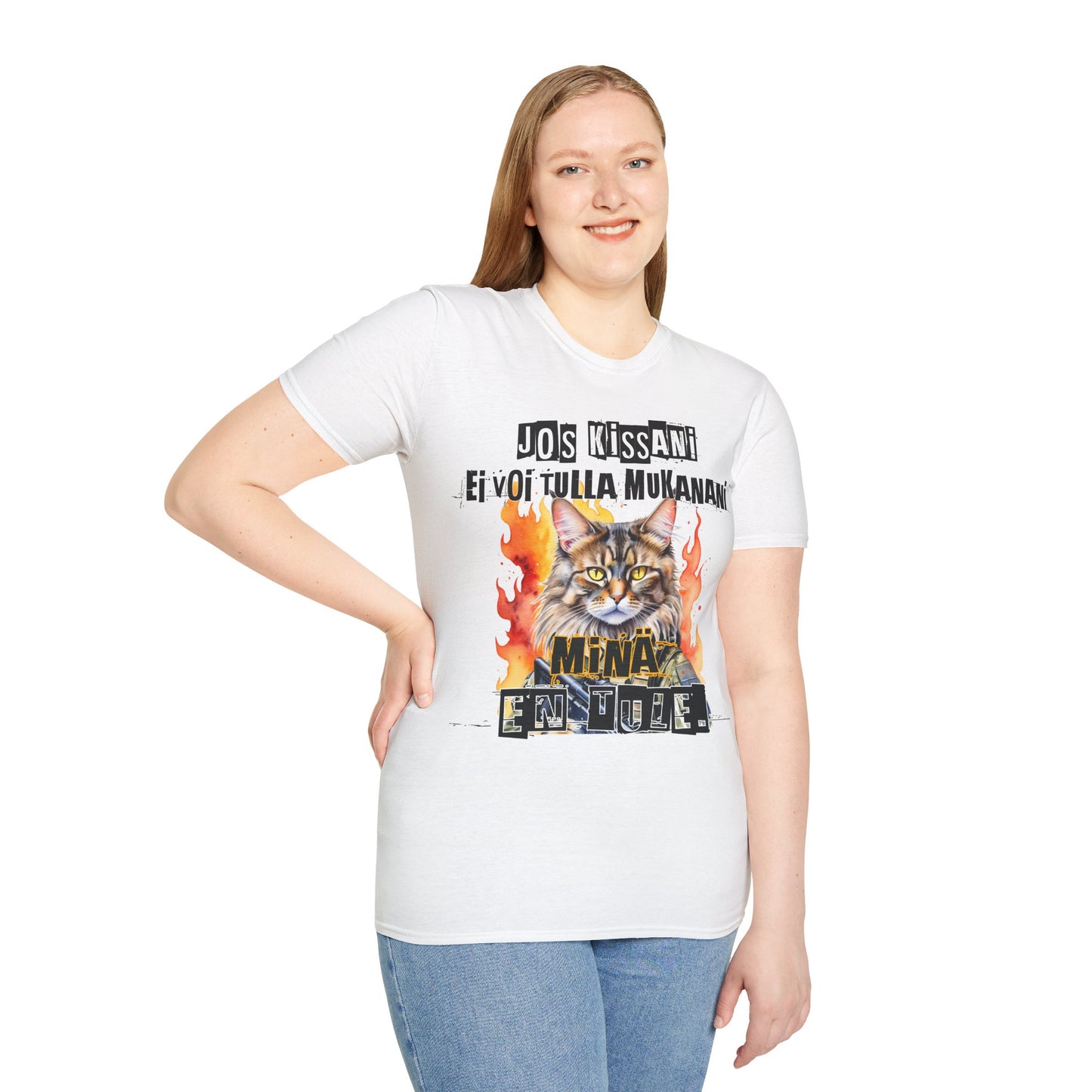 T-Paita - jos kissani ei voi tulla, minä en tule, maine coon military