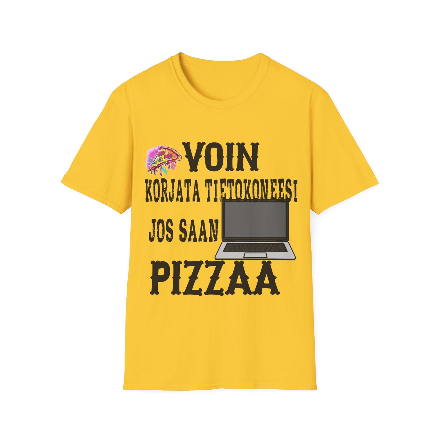 T-Paita - voin korjata tietokoneesi, jos saan pizzaa