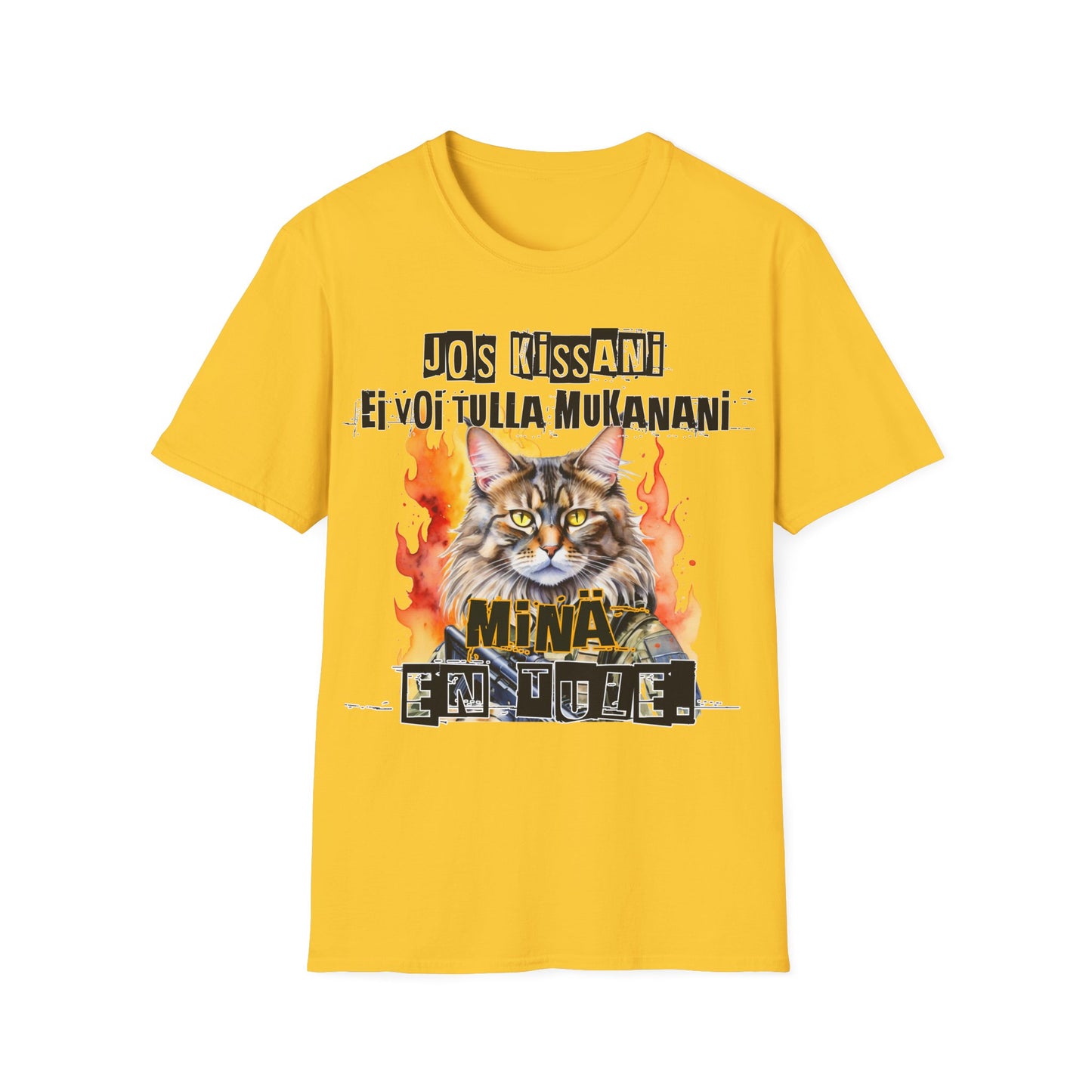 T-Paita - jos kissani ei voi tulla, minä en tule, maine coon military