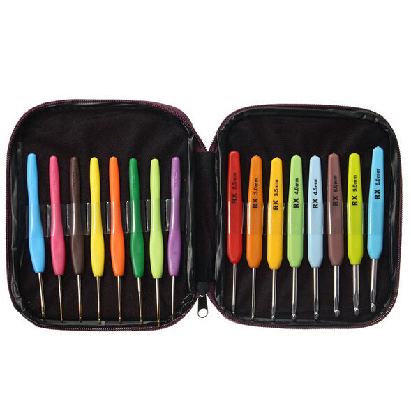 Knitting tool crochet combination set käsityöpaketti virkkuukoukut rasiassa valolla