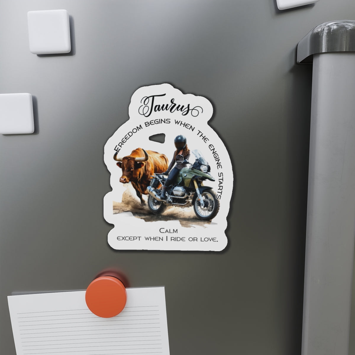 Zodiac Härkä jääkaappimagneetti, muotoon leikattu - Motoristi
