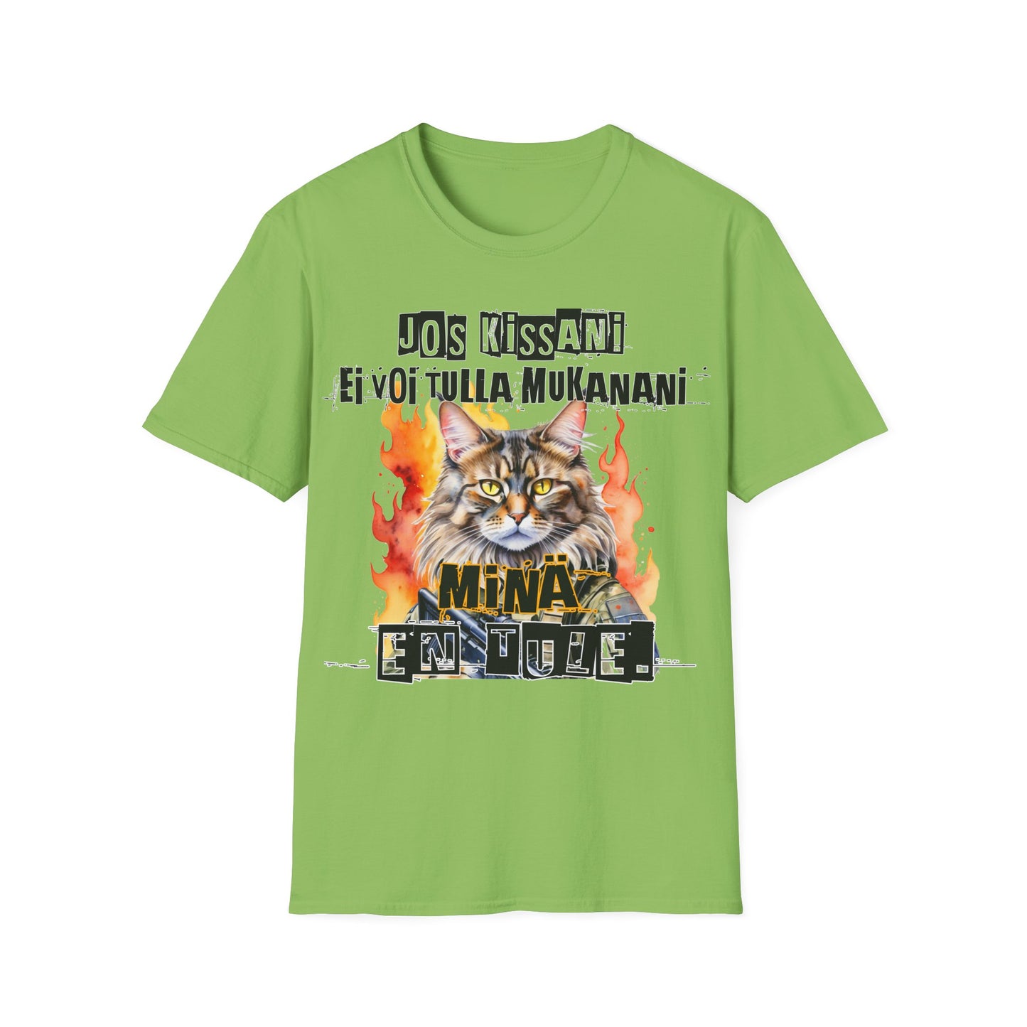 T-Paita - jos kissani ei voi tulla, minä en tule, maine coon military