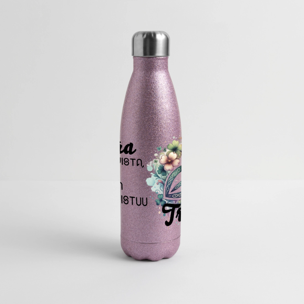 Glitter-termospullo ruostumattomasta teräksestä - pinkki kimalle kimalle triquetra