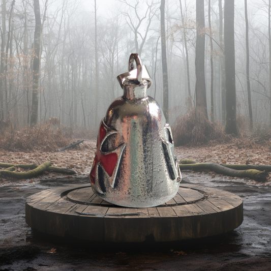 Pirunkello – Motoristin suojakello: maltanristi musta ja punainen