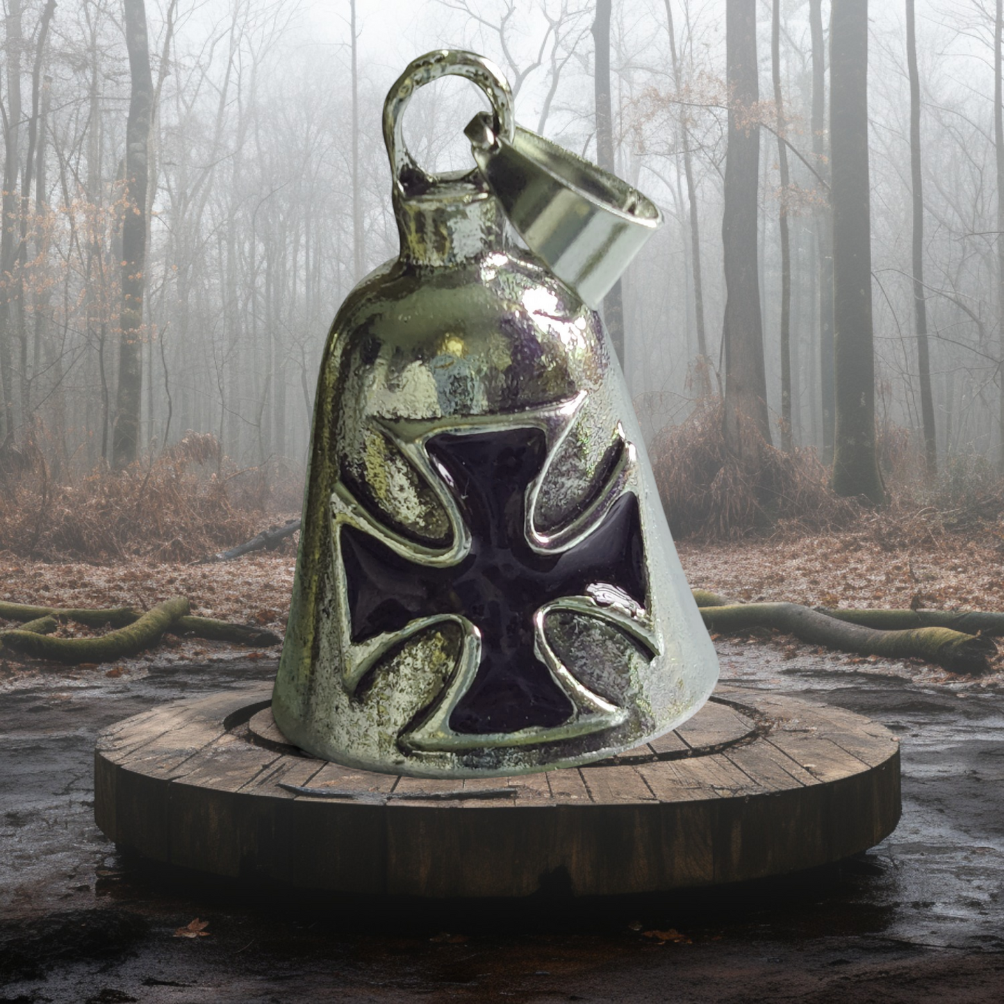 Pirunkello – Motoristin suojakello: maltanristi musta ja punainen