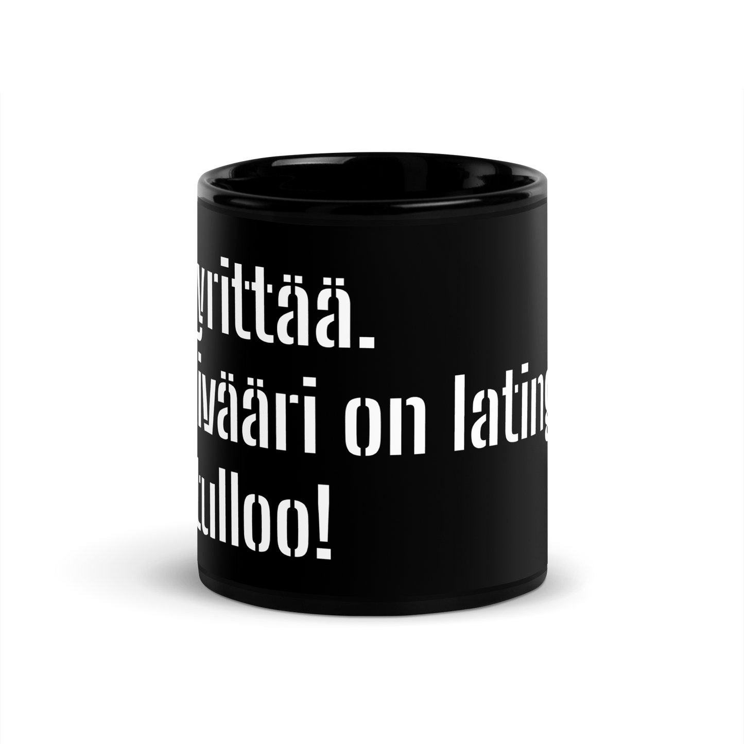 Black shiny Mug - good to try. Deer rifle with lating cat. Welcome!