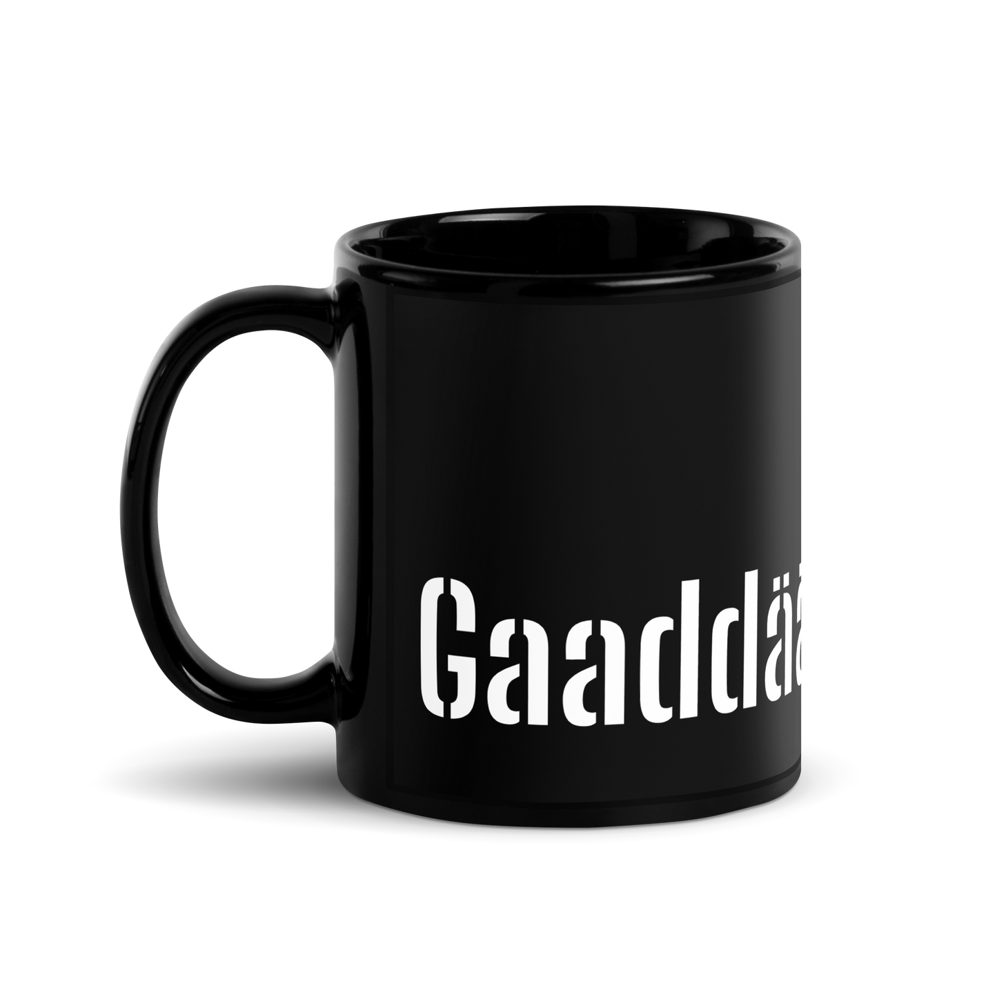 This black glossy Mug - gaaddääm gagga