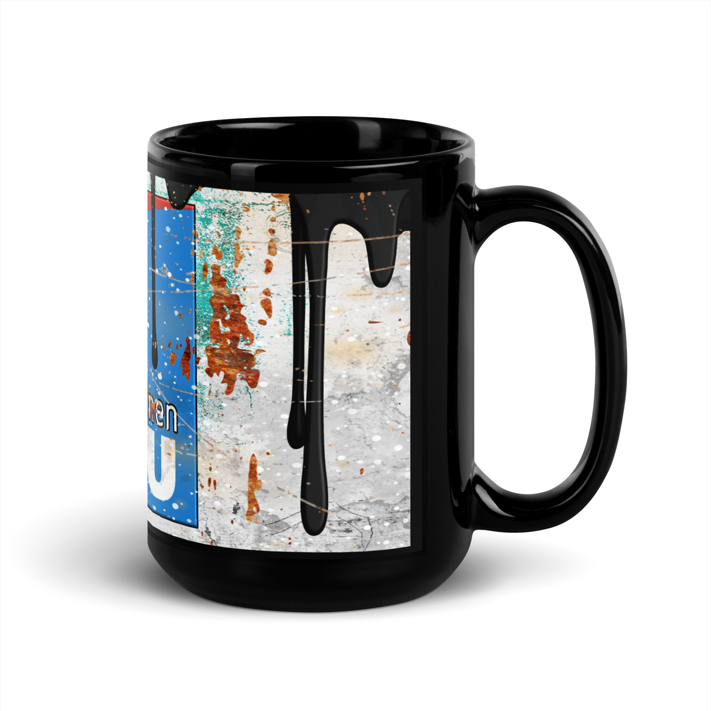 Black glossy Mug - Finnish interior