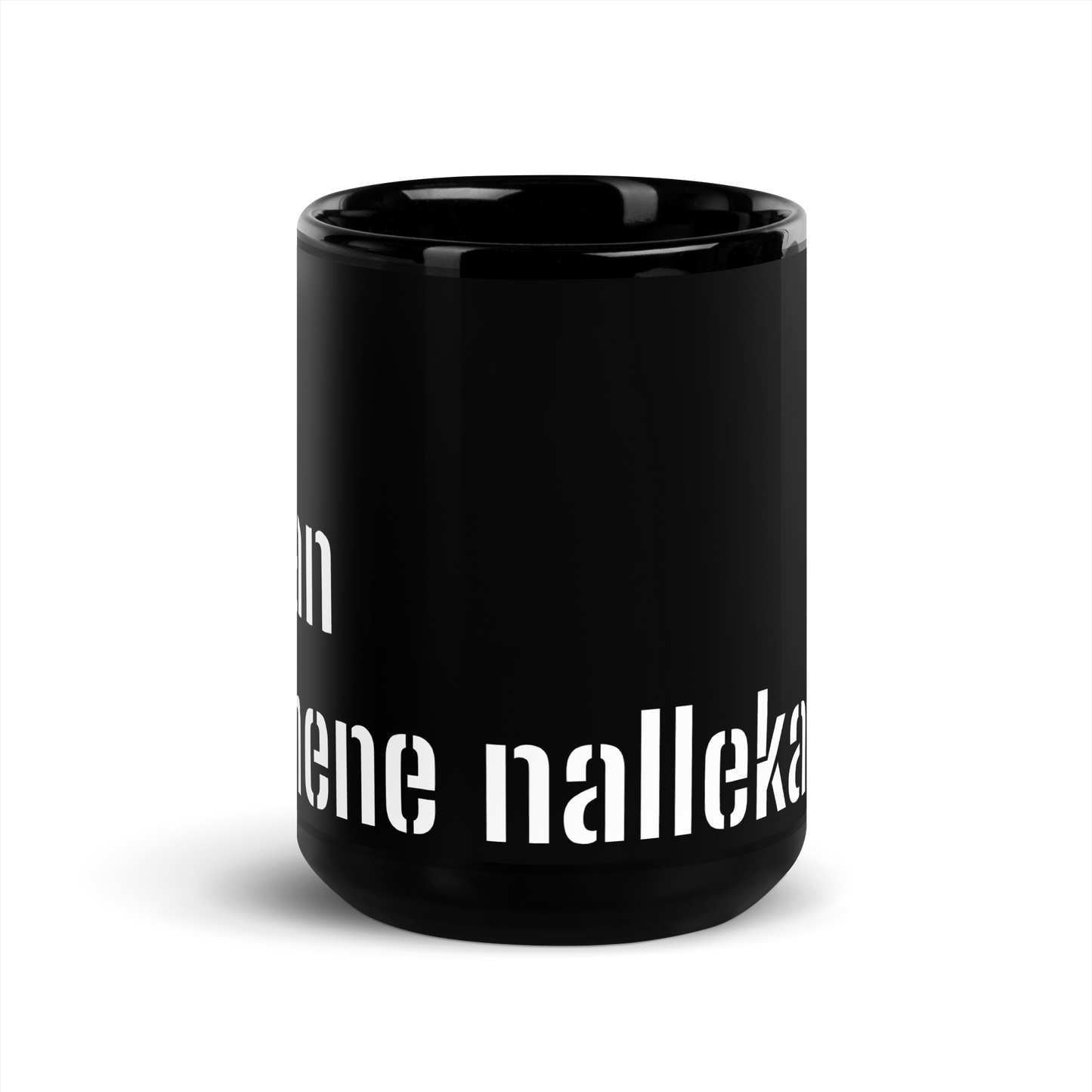 Musta kiiltävä muki - Tasan ei mene nallekarkit.