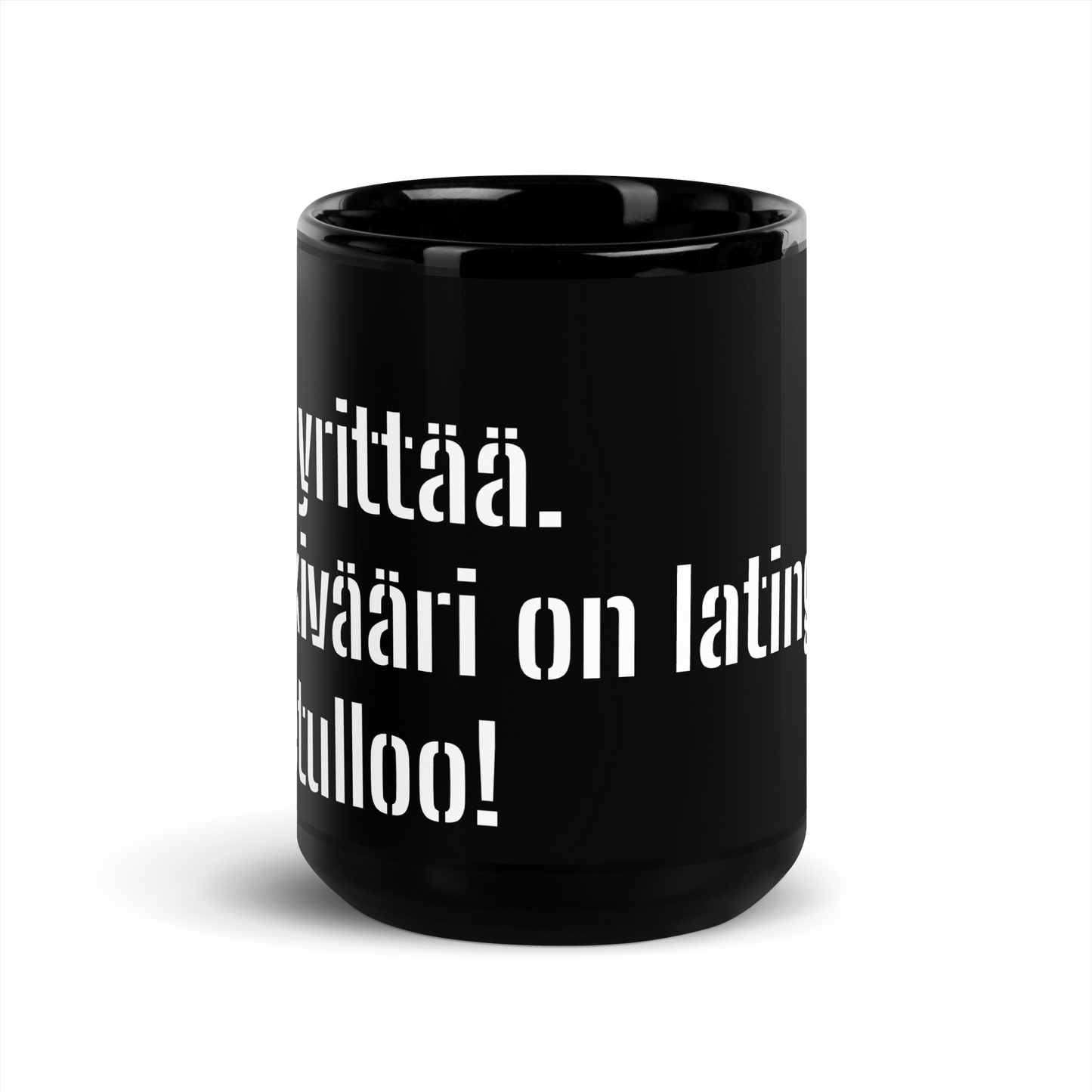 Black shiny Mug - good to try. Deer rifle with lating cat. Welcome!