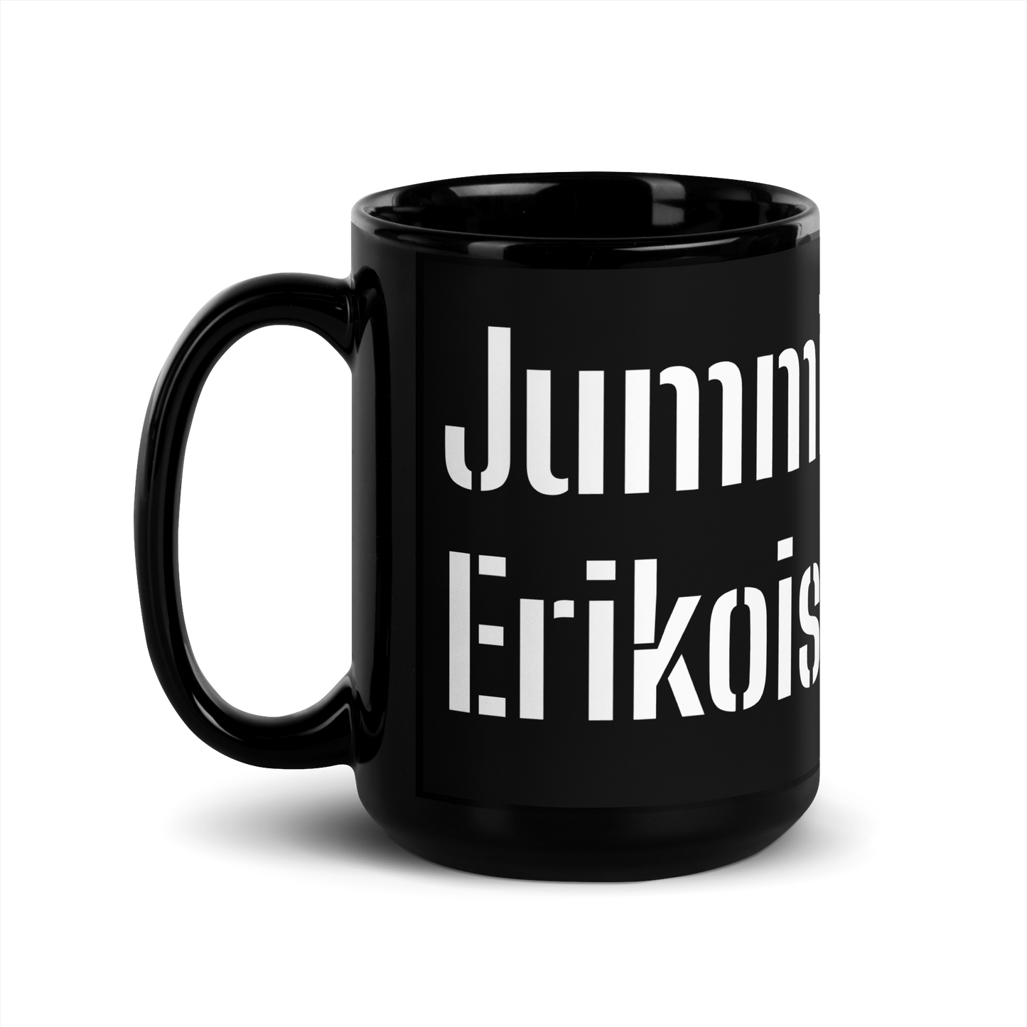 This black glossy Mug - jammy jam and special sprinkles