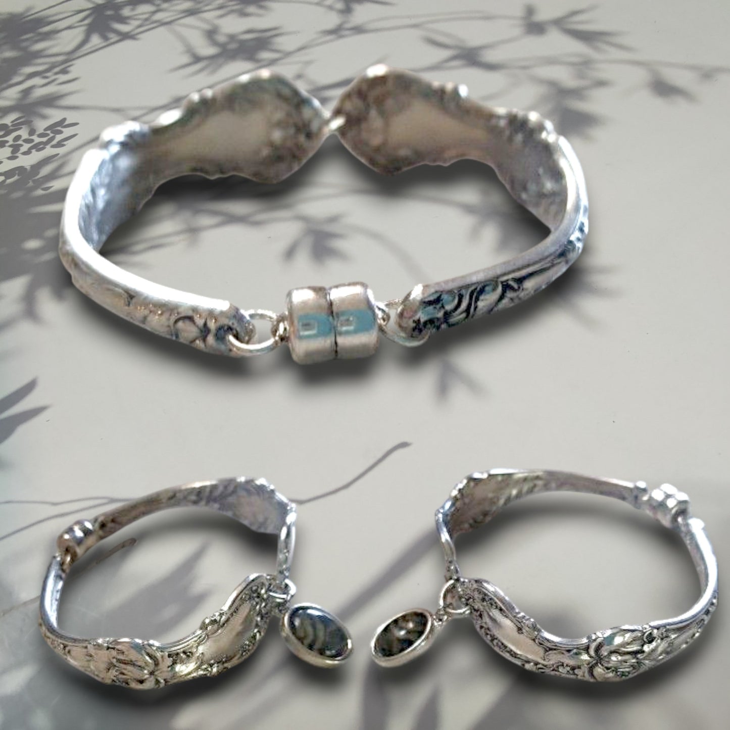 Hellundian muistojen koruja - NahkaJaakko aterinkorut: lusikka, haarukka, veitsi