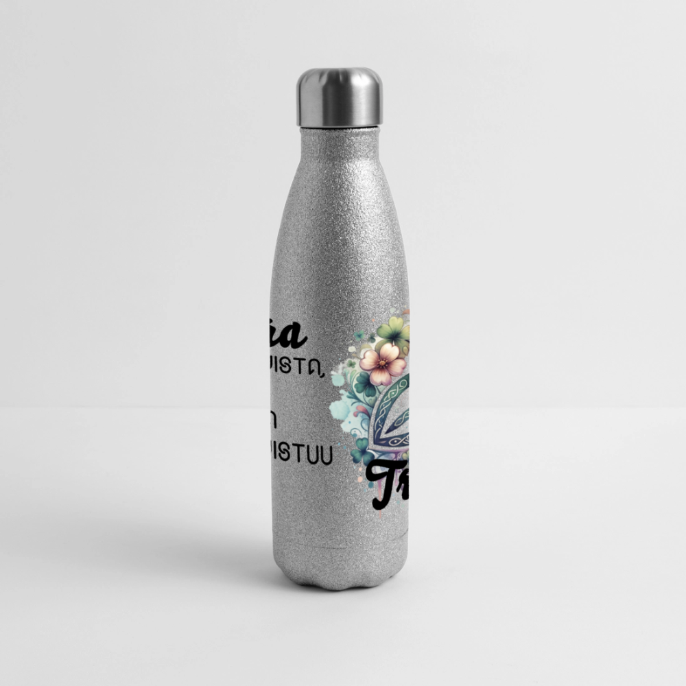 Glitter-termospullo ruostumattomasta teräksestä - hopeakimalle triquetra 1