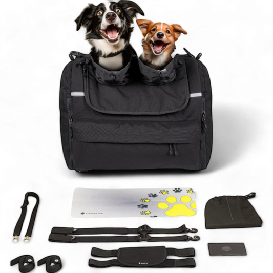 DeeMeeD Moottoripyörä laukku kahdelle keskikokoiselle lemmikille (8-11 kg) MEDIUM PANORAMIC DOUBLE