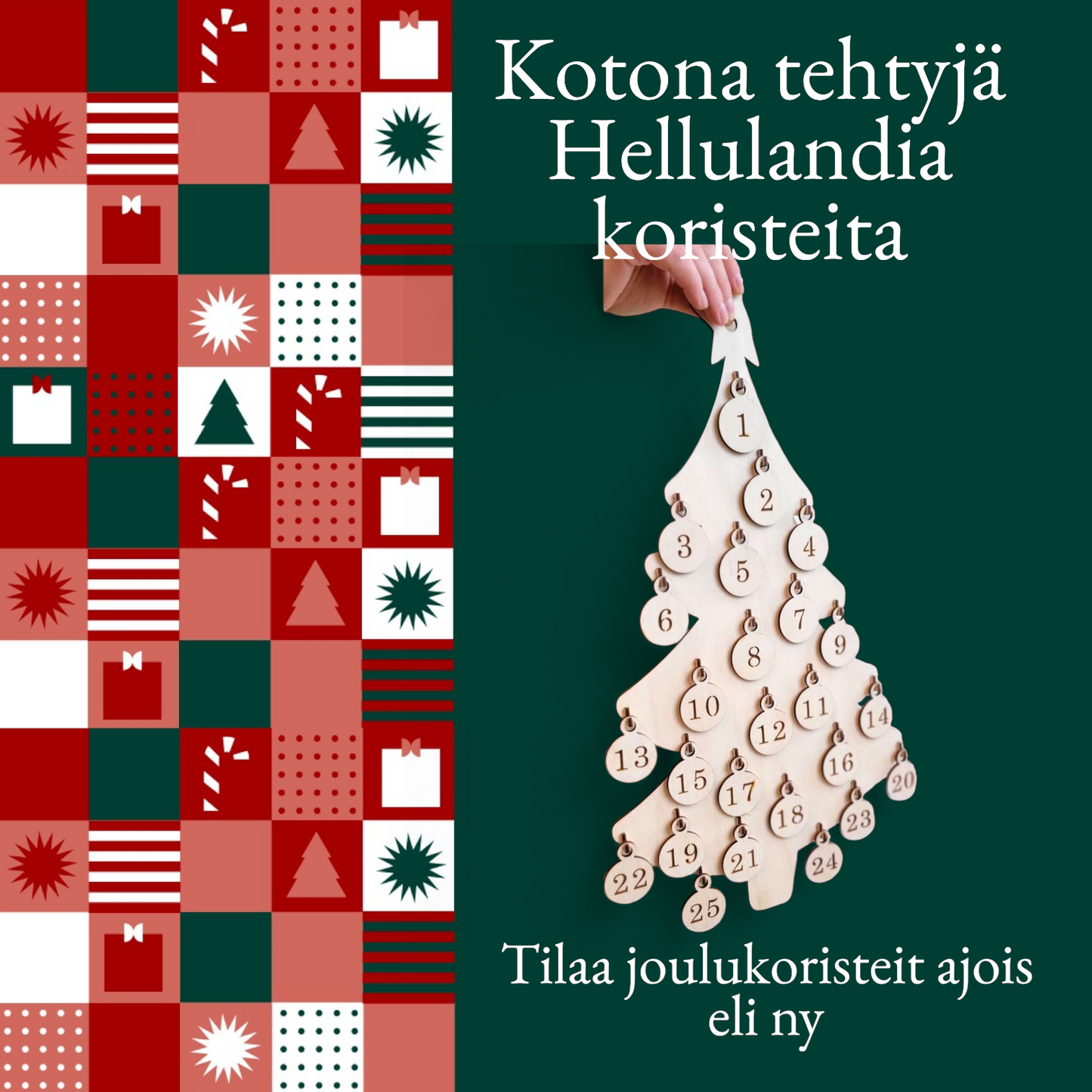 Joulukalenteri Joulukoriste vanerikuusi