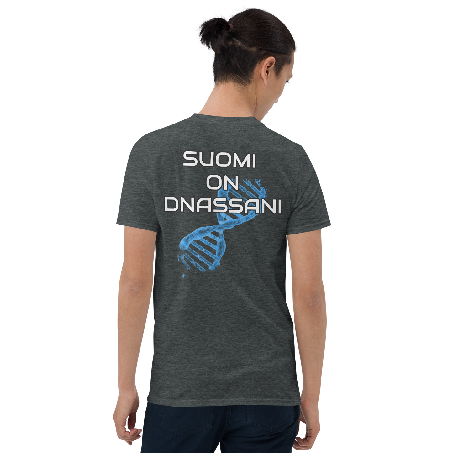 Lyhythihainen unisex T-paita - suomi ON dnassani