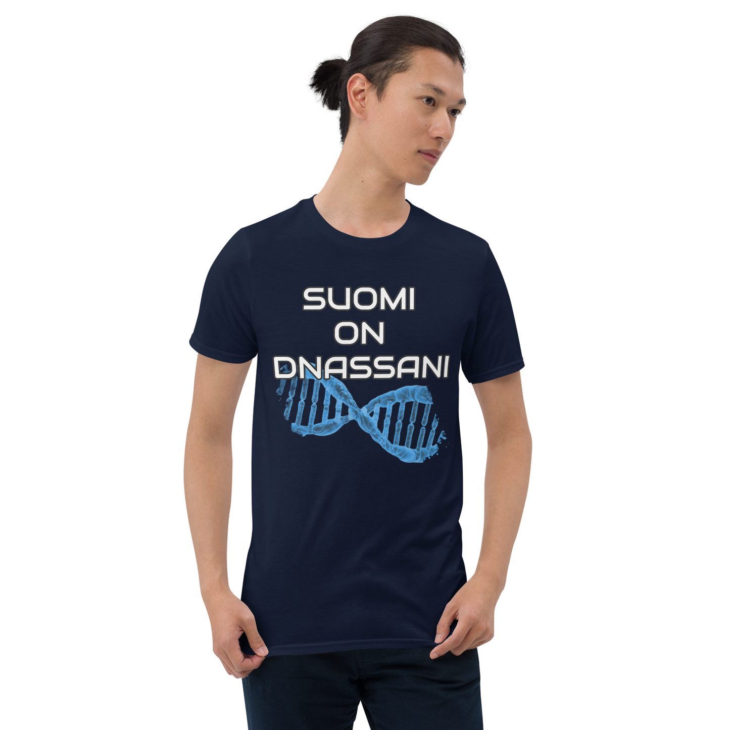 Lyhythihainen unisex T-paita - suomi ON dnassani