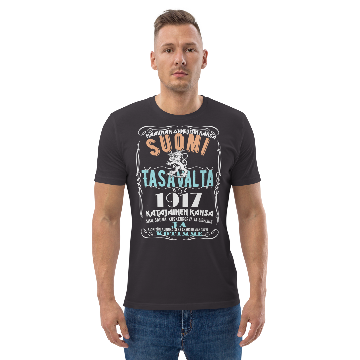 Unisex luomupuuvillainen t-paita - maailman onnellisin kansa