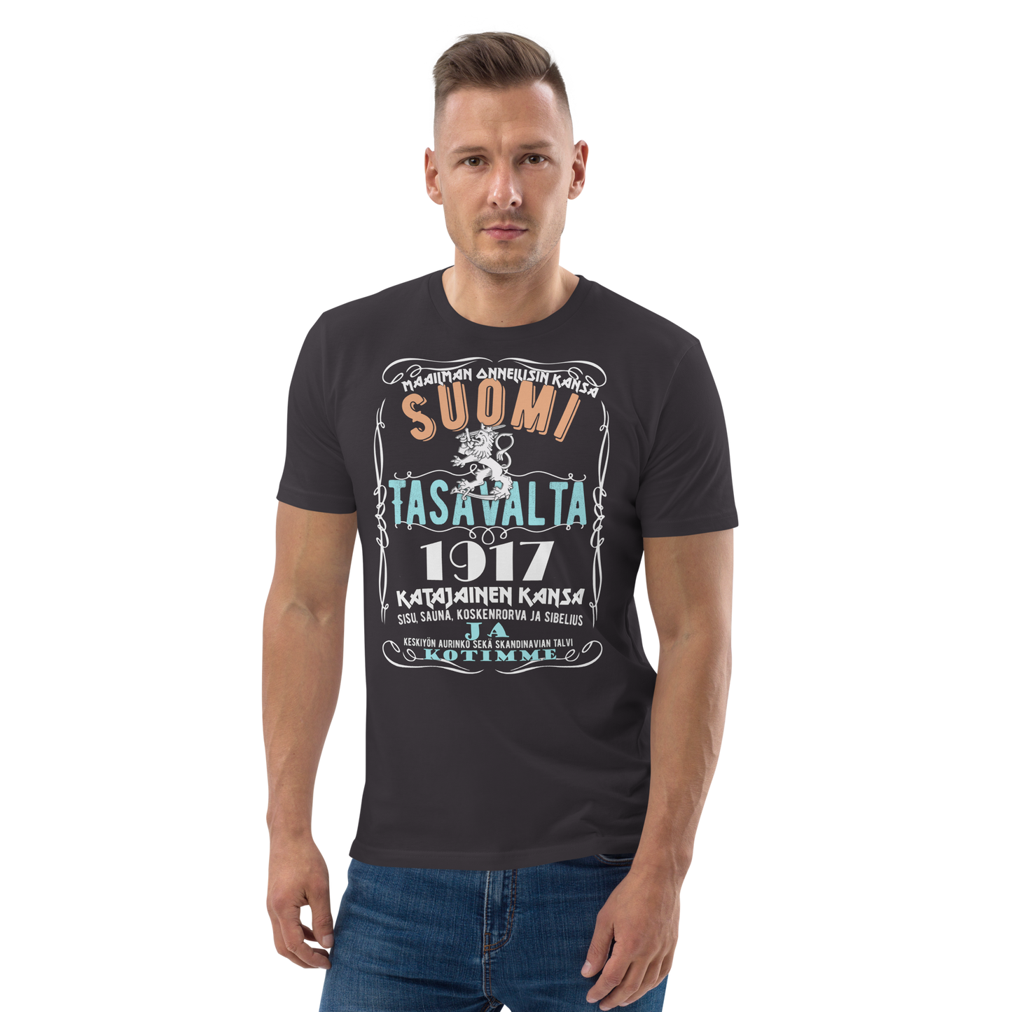 Unisex luomupuuvillainen t-paita - maailman onnellisin kansa