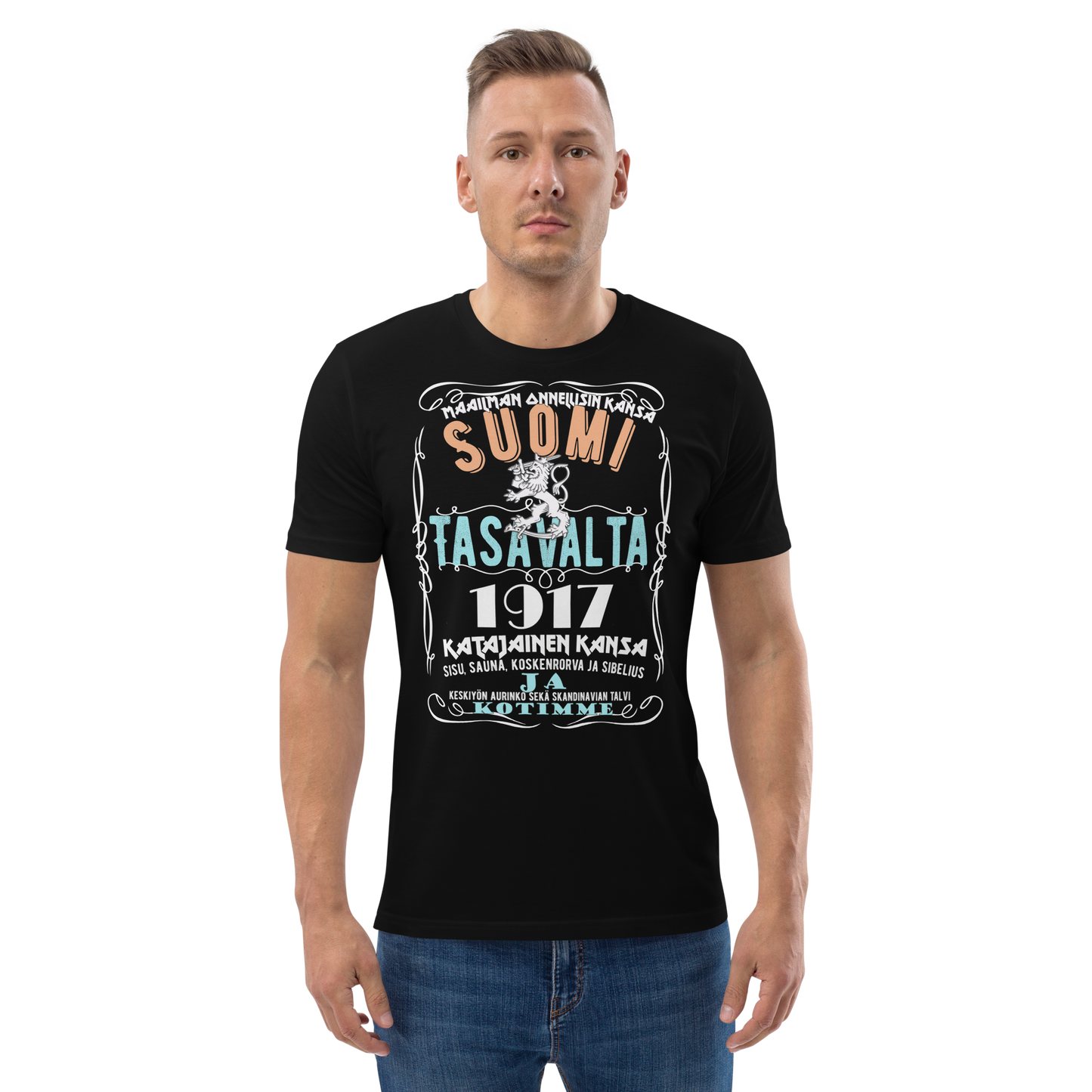 Unisex luomupuuvillainen t-paita - maailman onnellisin kansa