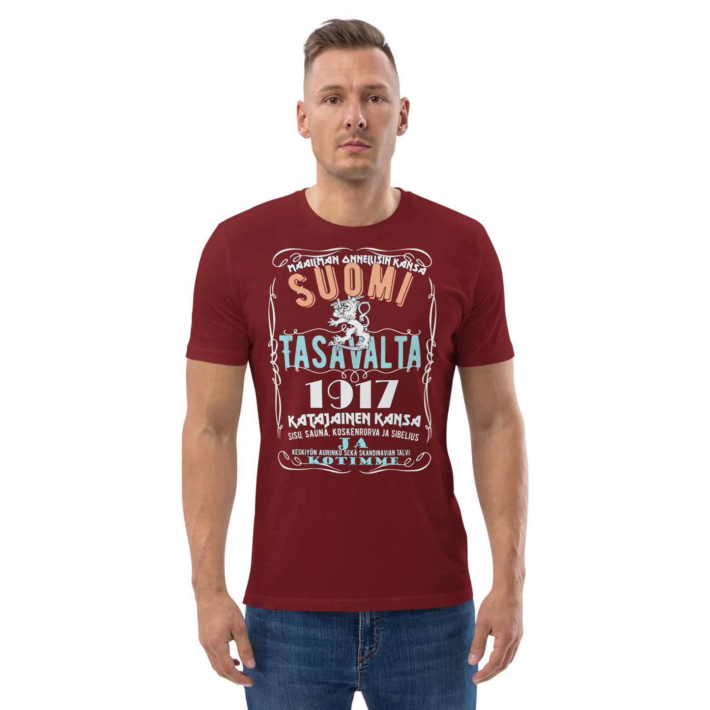 Unisex luomupuuvillainen t-paita - maailman onnellisin kansa