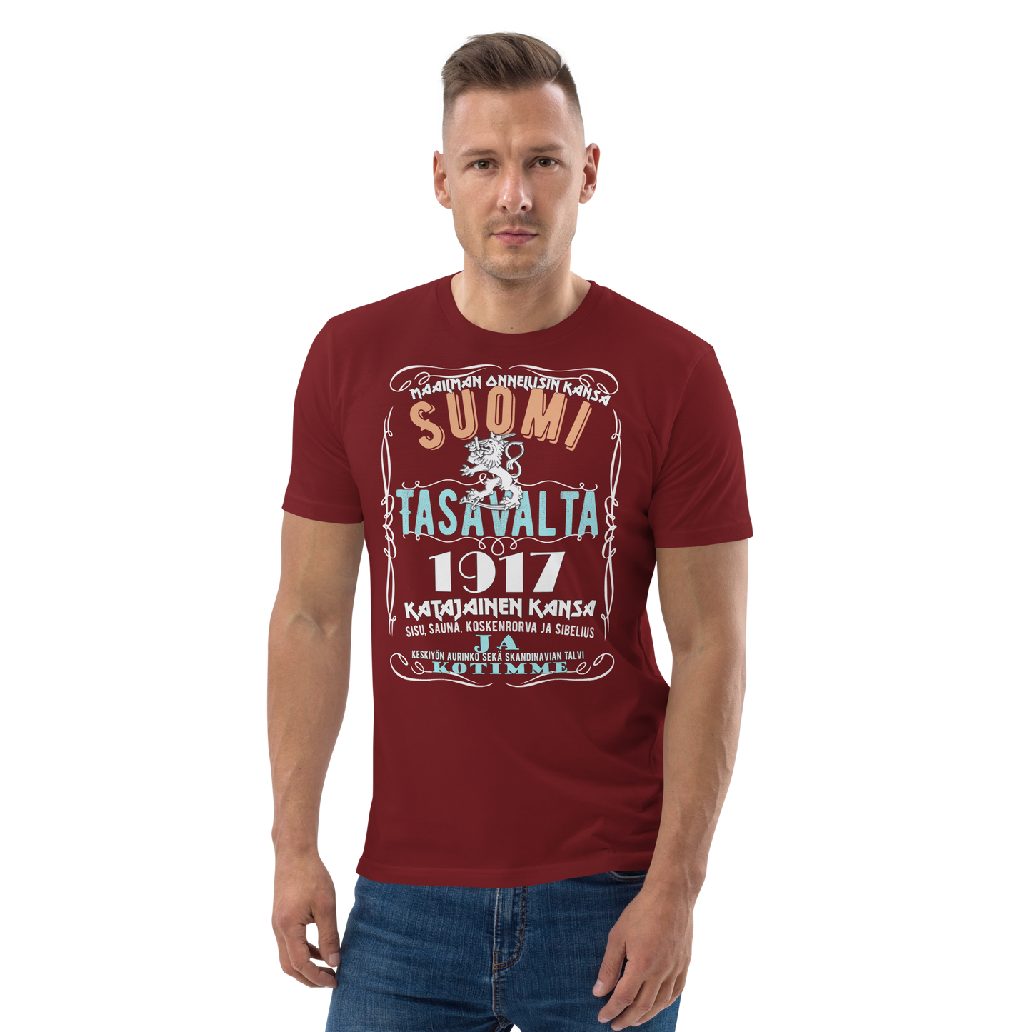 Unisex luomupuuvillainen t-paita - maailman onnellisin kansa