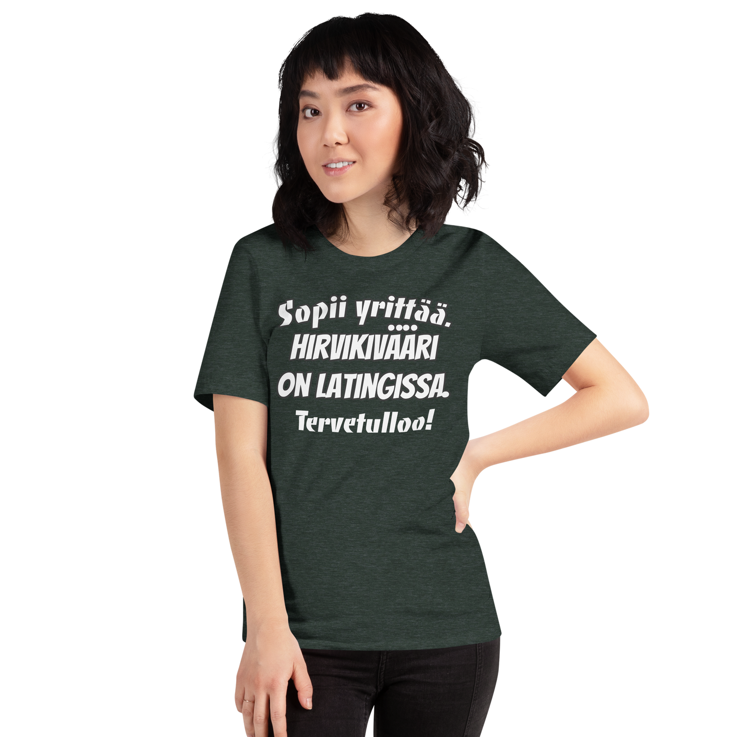 Unisex t-paita - Sopii yrittää. Hirvikivääri on latingissa. Tervetulloo!