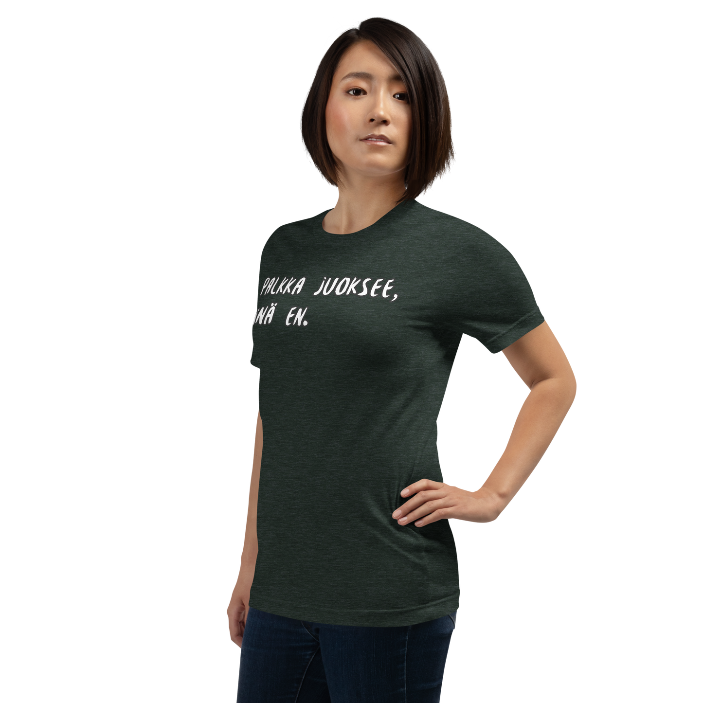 Unisex t-paita -Palkka juoksee, minä en.