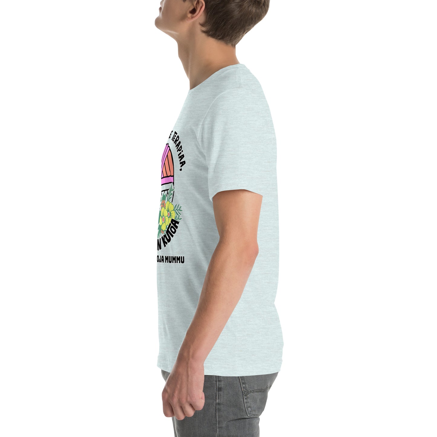 Unisex t-paita: En tarvitse terapiaa, jos vain saan kutoa + lisää tekstiä