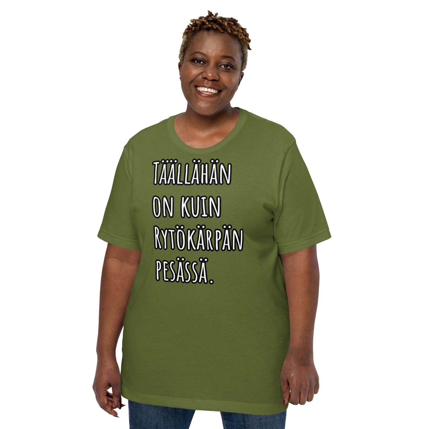 Unisex t-paita - Täällähän on kuin Rytökärpän pesässä.