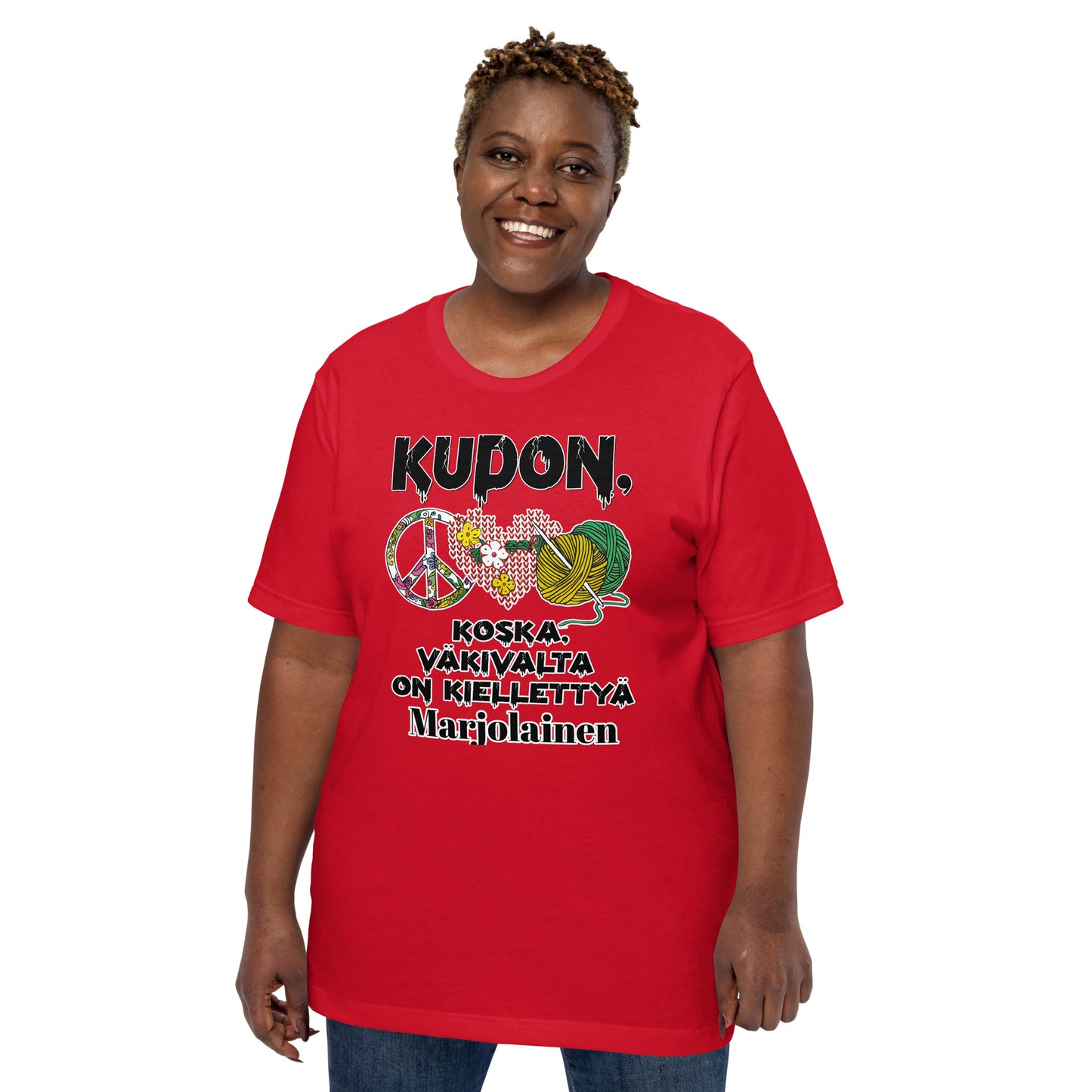 Unisex t-shirt: I knit because violence is forbidden