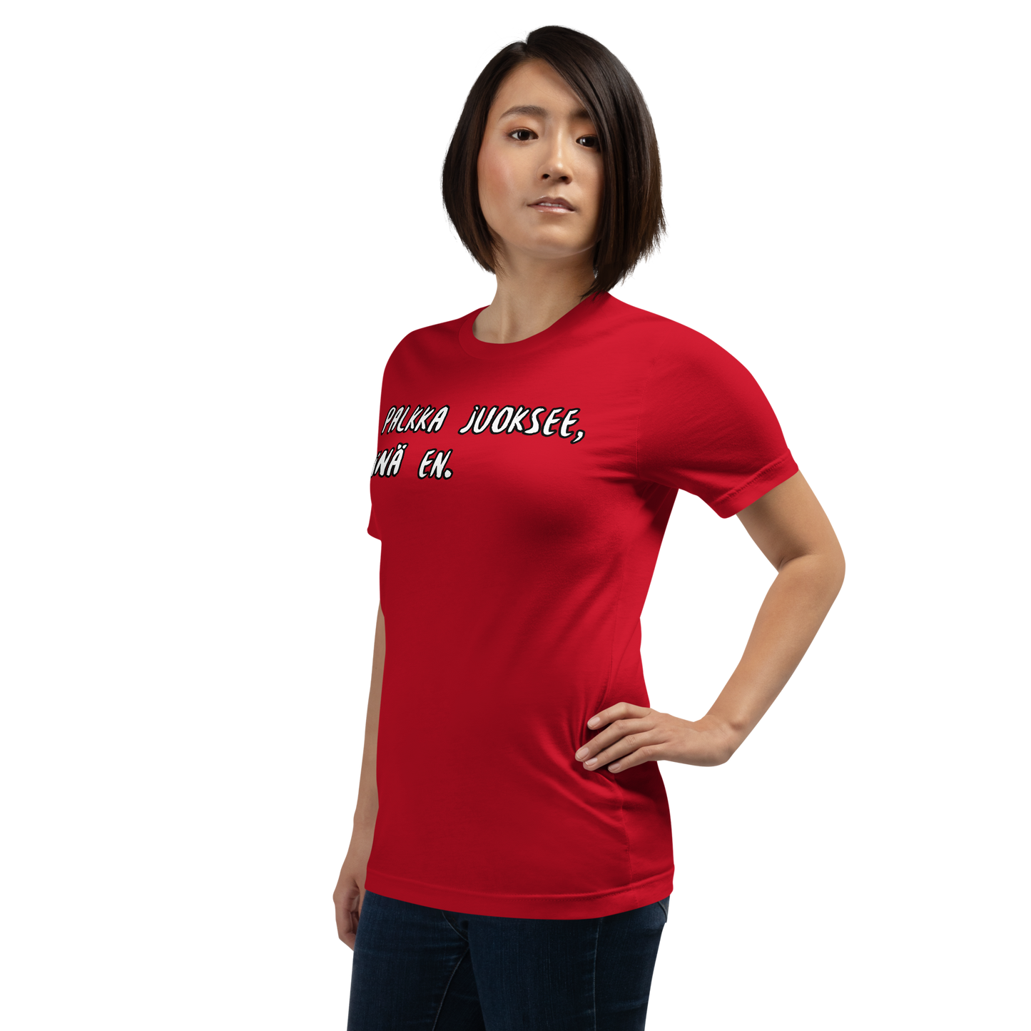 Unisex t-paita -Palkka juoksee, minä en.