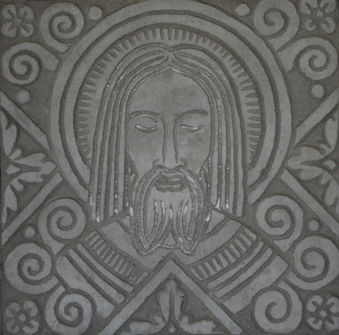 a carving of a person