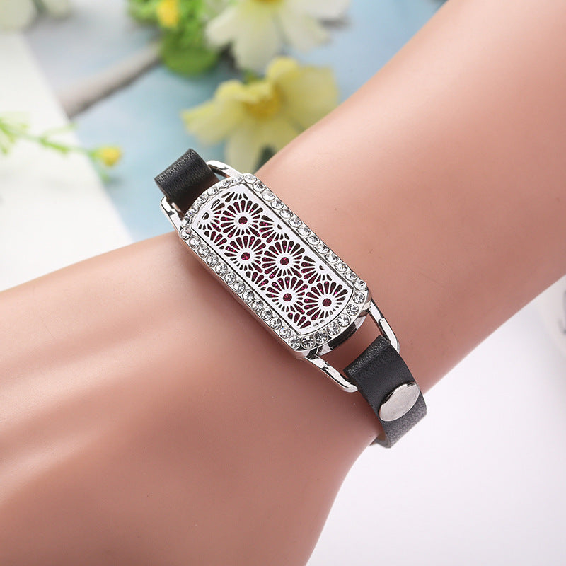 Leather Adjustable Geometry Rectangle Couple Bracelet Removable Aromatherapy Bracelet