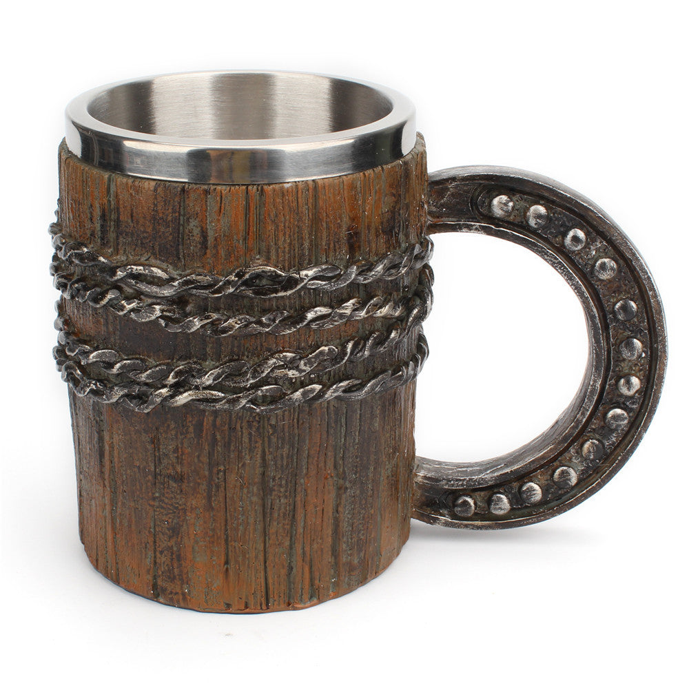 New Creative Simulation Horseshoe Handle Mug Resin Stainless Steel Trend Home Office Daily Use