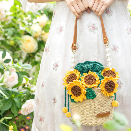 Flower Basket Diy Crochet Wrapped Cotton Thread - käsityöpaketti  kukkakassi