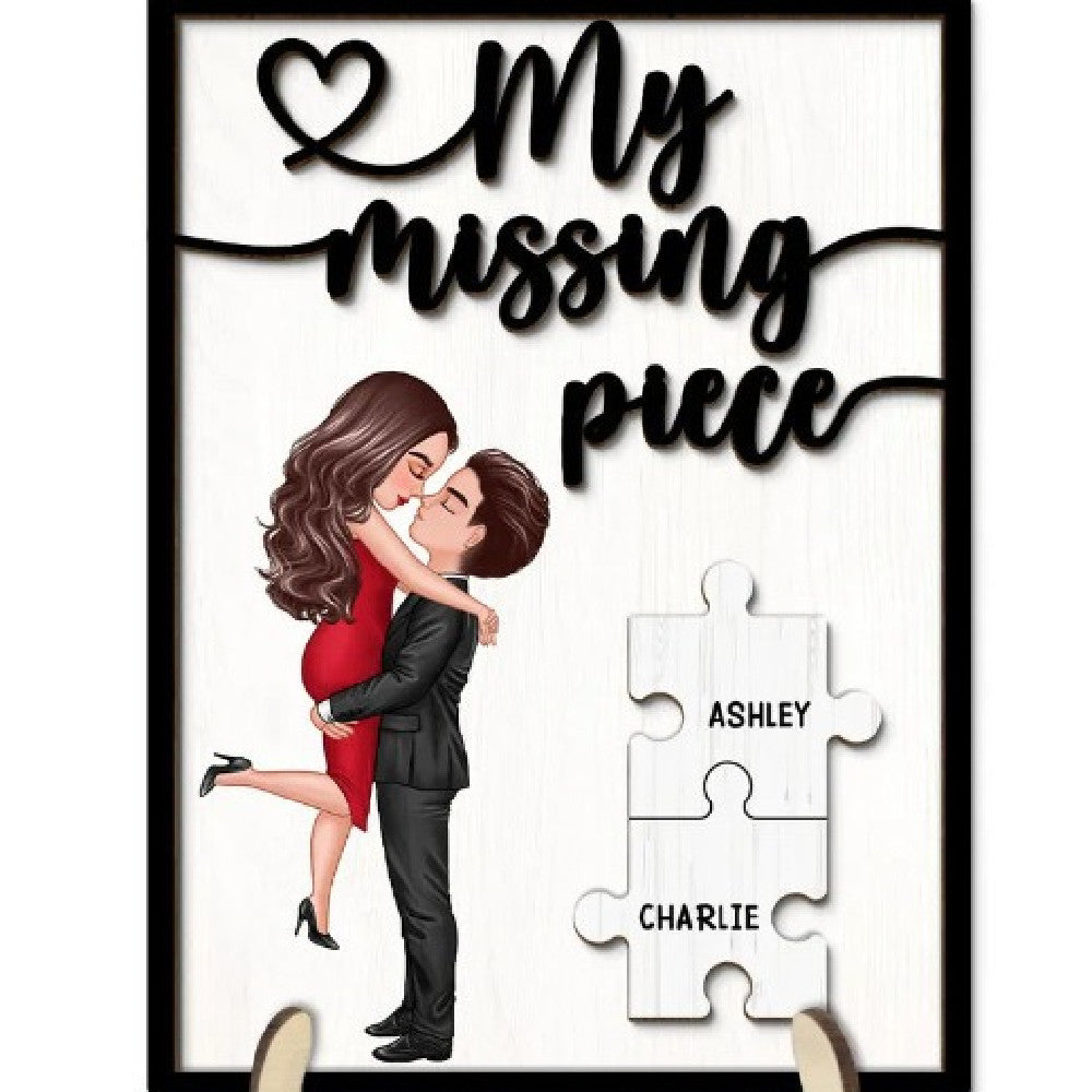 Valentine's Day Wooden Frame Couple Pattern Puzzle